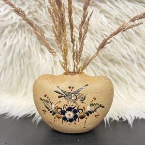 Vtg Netzi Tonala Mexican Sandstone Pottery Vase Handmade/Painted Folk Art